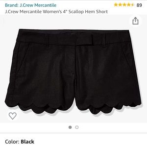 J. Crew mercantile women’s black scallop hem linen 4” shorts size 6 scalloped
